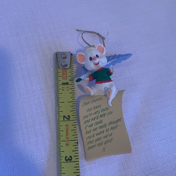 Vintage Hallmark 3” Mouse with Quill Pen and Dear Santa Letter Holiday Ornament - Picture 7 of 8